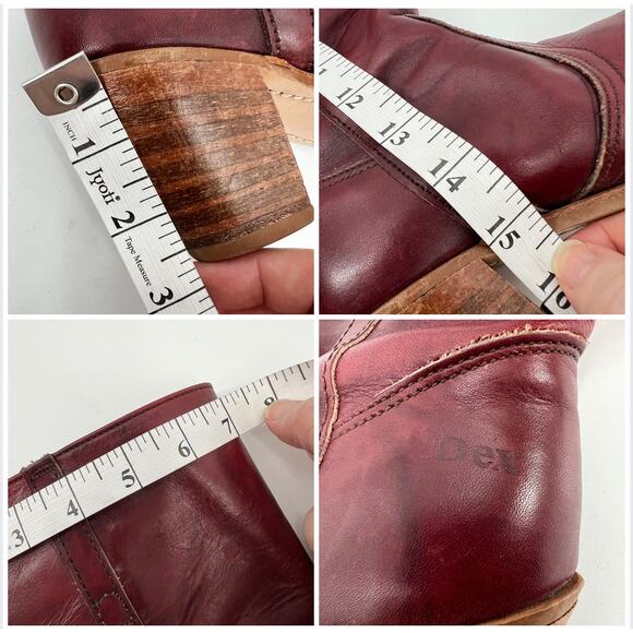 Vtg 70s Dexter Campus Boots Women 6 Burgundy Leather Tall Stacked High Heel READ - Picture 6 of 8